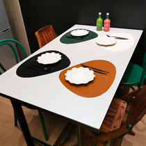 Leather oval table mat waterproof and oil-proof double-sided simple household western food insulation pad coaster buy one get one free