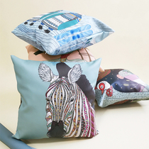 pu pillow ins wind living room sofa pillow light luxury leather pillow case square home cartoon printing cushion