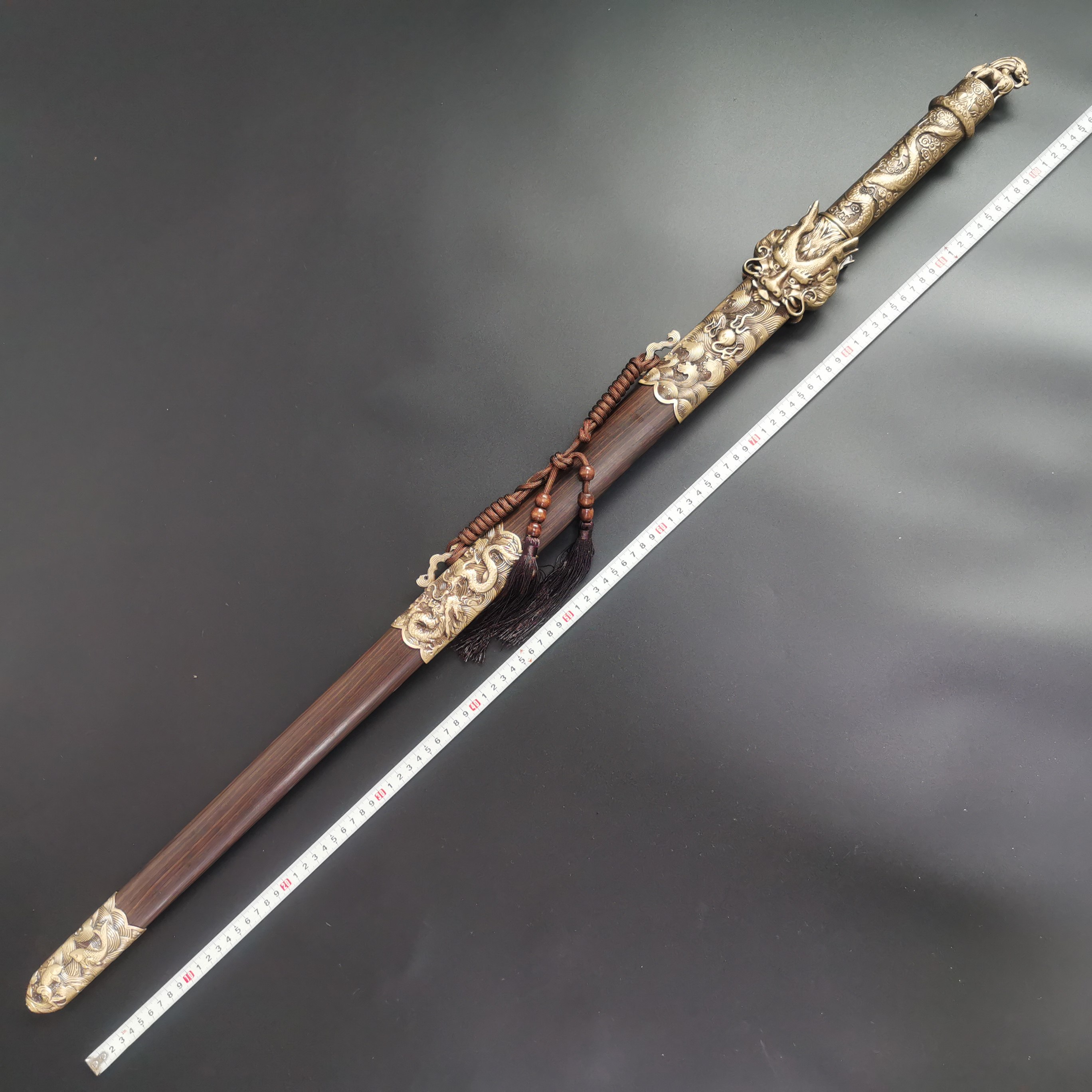 Dragon King pure copper battle sword pattern steel dragon spring Changrong sword handmade craft ornament is not opened