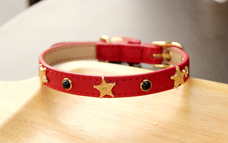 Chenpi handmade tùy chỉnh da đỏ thú cưng cổ áo chó mèo chuông sọ lớp da cổ áo vàng phương pháp - Cat / Dog hàng ngày Neccessities 	hộp đựng thức ăn cho chó	