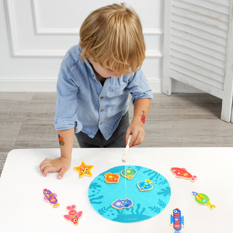 MiDeer Children's Magnetic Fishing Toy Set Baby Puzzle Early education Parent-child interactive board game 2-3 years old