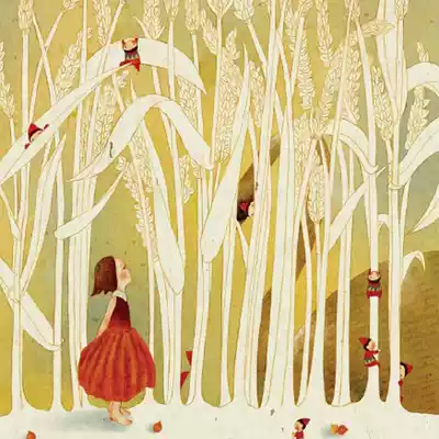 Leka postcard Thumbelina hand-painted illustration