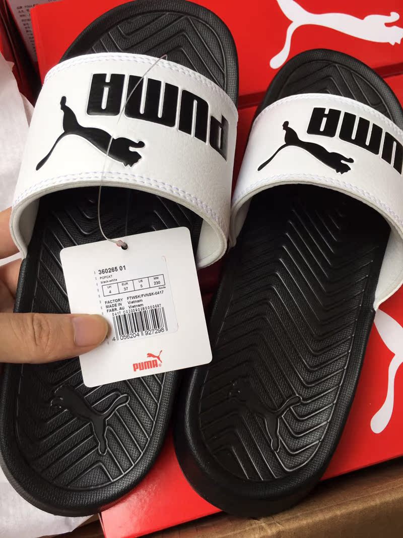 Puma Rihanna PopCat đôi dép đi biển cổ điển không thấm nước màu đen và trắng cổ điển 360265 01 - Dép thể thao dép nike chính hãng