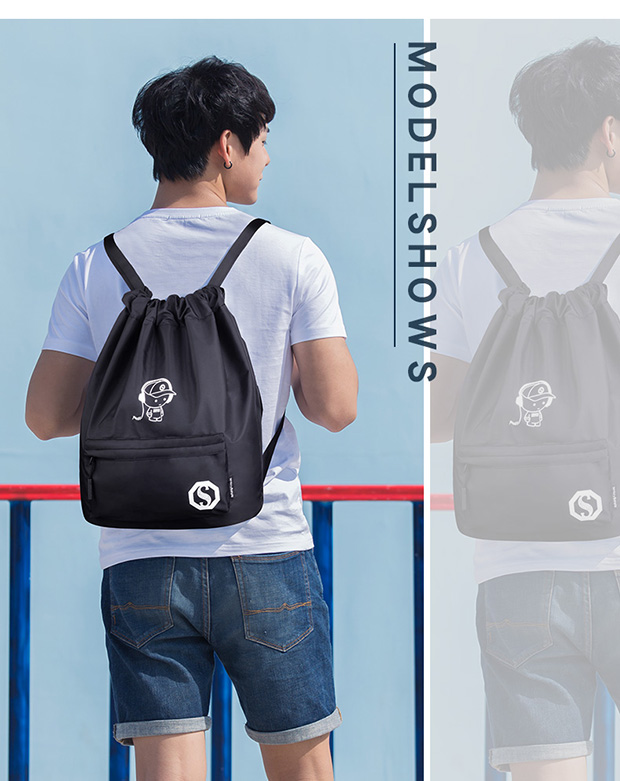 Cặp học sinh, học sinh tiểu học, lớp học bổ túc, gói, ba lô đơn giản, túi thể thao nhẹ, túi bó, ba lô dây rút, nam balo local brand đi học