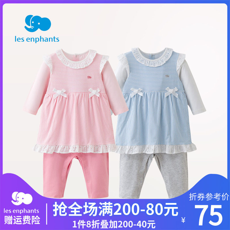 Les enphants baby clothes newborn knitted jumpsuit romper baby girl one-piece jumpsuit spring and autumn new