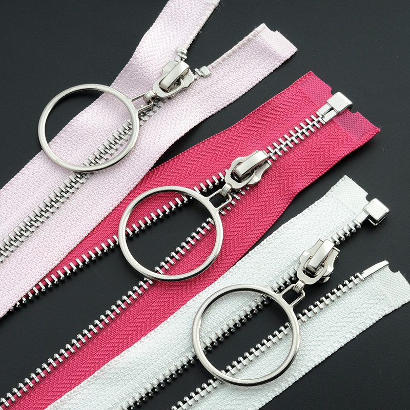 Number 5 opening metal pull chain down clothes jacket leather jacket leather copper iron teeth large round ring pull head pull lock dividend