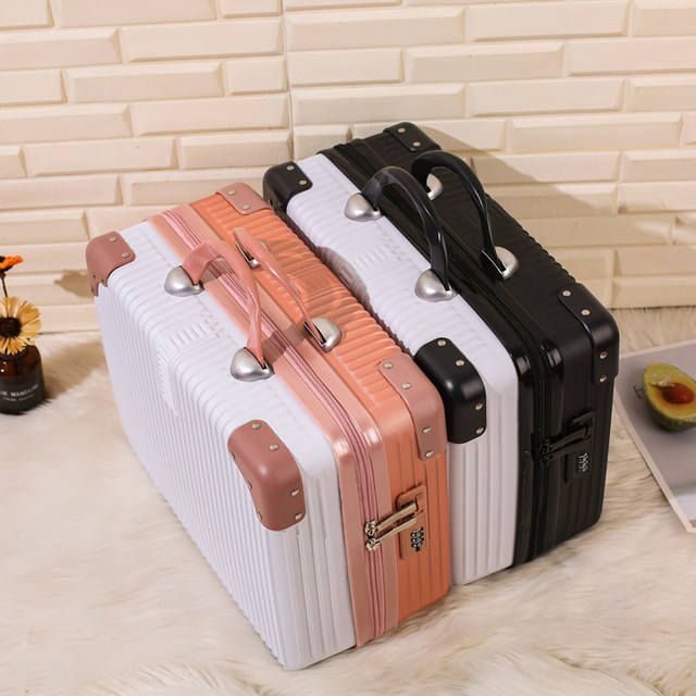 New 14-inch portable cosmetic case for women, retro small suitcase, convenient cosmetic storage bag, waterproof toiletry bag