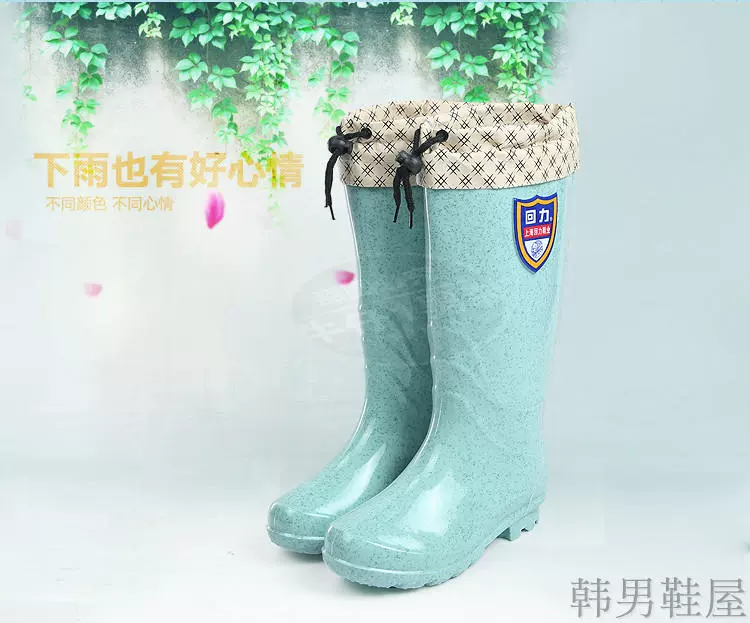 Giày cao gót chống mưa ống cao nữ mùa thu mưa cho người lớn Phiên bản Hàn Quốc của giày ống nước chống trượt cộng với giày nhung nước đế bằng giày cao gót nữ