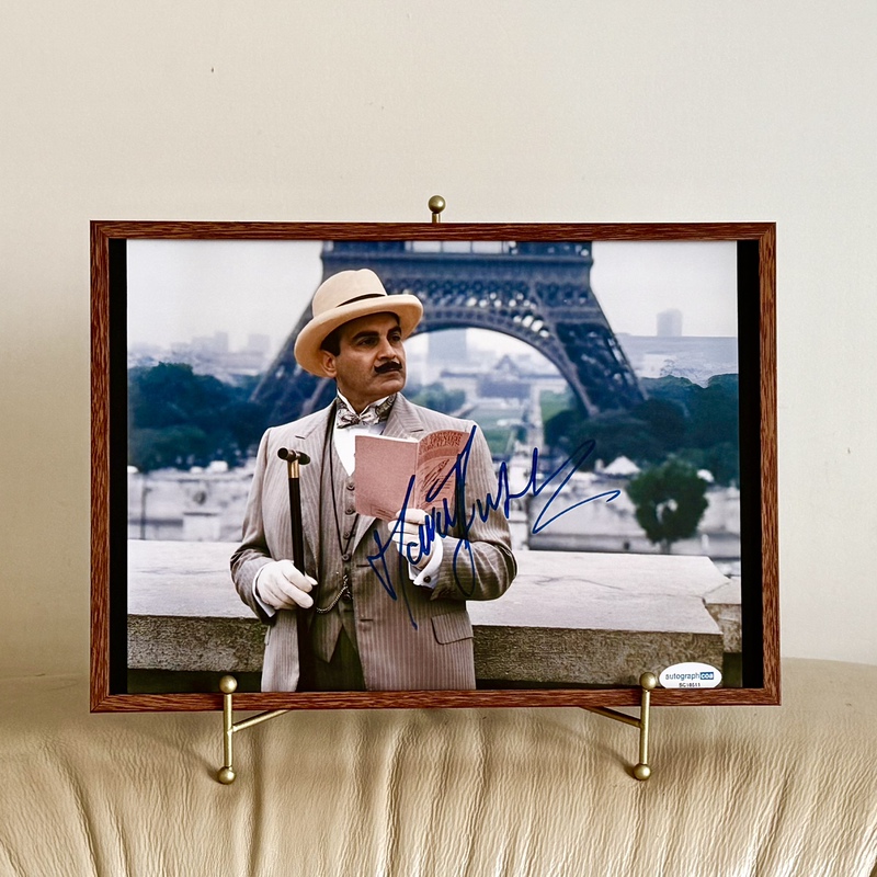 In Stock: Great Detective Poirot, David Suchet, Signed Photo with Frame