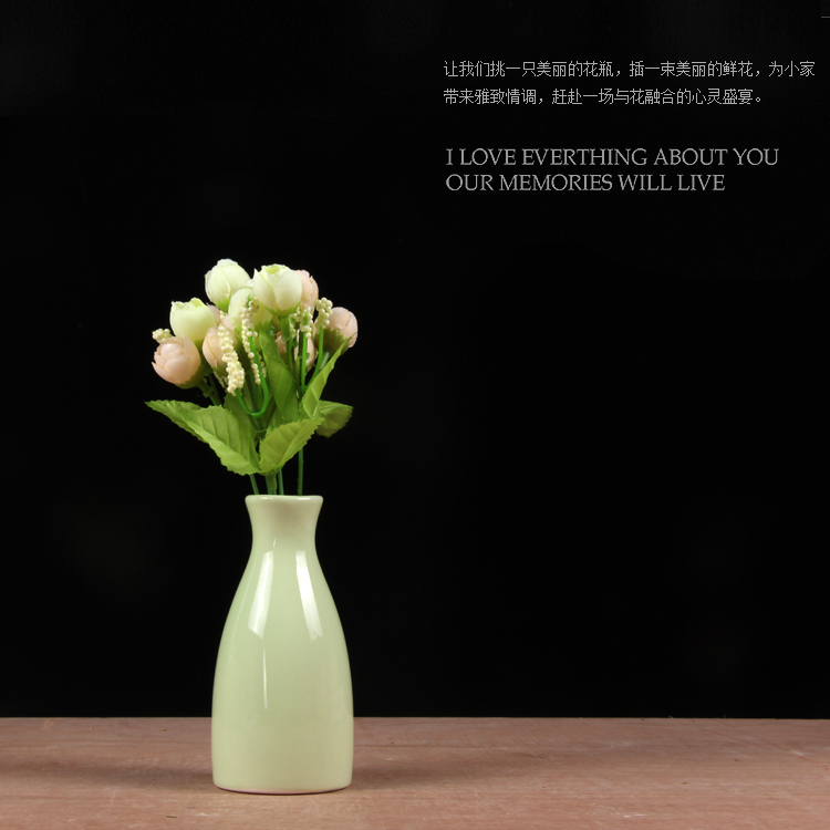 Bình gốm nhỏ Châu Âu nhỏ tươi thủy canh khô hoa cắm hoa phòng khách phòng ngủ nhà để bàn trang trí chính tả trang trí - Trang trí nội thất đồ dcor bàn học