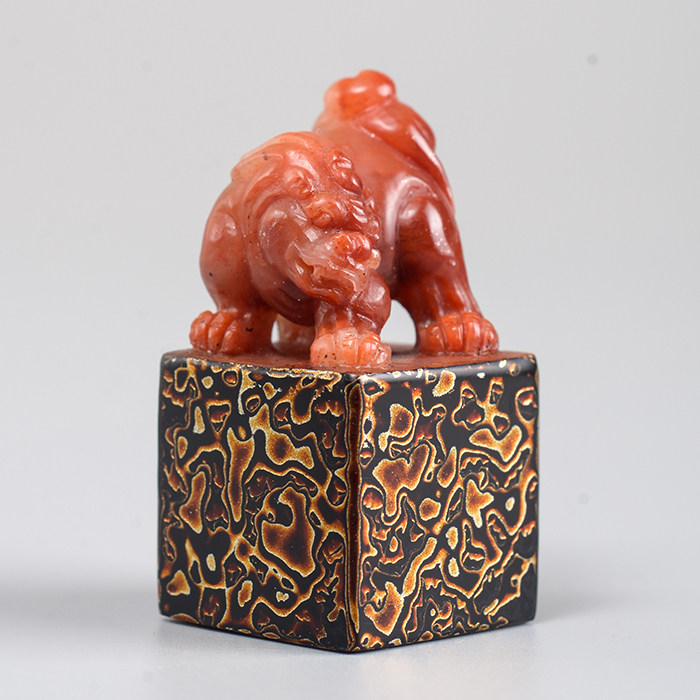 Large Lacquer Shoushan Stone Seal Literati Ink Writer Gold Stone Seal Button Intangible Cultural Heritage Cross-border Chinese Famous Stone