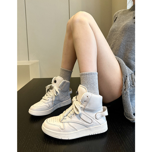 Street fashionista~ins high-end gray 2023 retro dirty shoes high-top sneakers women students sports shoes white shoes