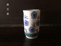 Special offer 90s hand-painted underglaze blue and white plum blossom tea cup scent cup gathering cup tea cup personal cup
