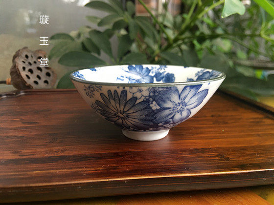 Glazed colour green flower porcelain floral pattern Pu'er tea cup Tea Cup Bucket Hat Shaped Tea Cup Tea Chai Chai Master Personal Cup