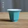 Single-color turquoise green glaze Hexagonal six-square porcelain Kung fu tea cup Magnolia-shaped small tea cup Tea cup Tea cup Master cup