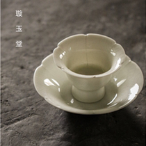 Imitation Song Jingdezhen Hutian Kiln grass ash glaze ice crack opening piece six tendons six missing with bottom tray Tea Cup Cup Saucer