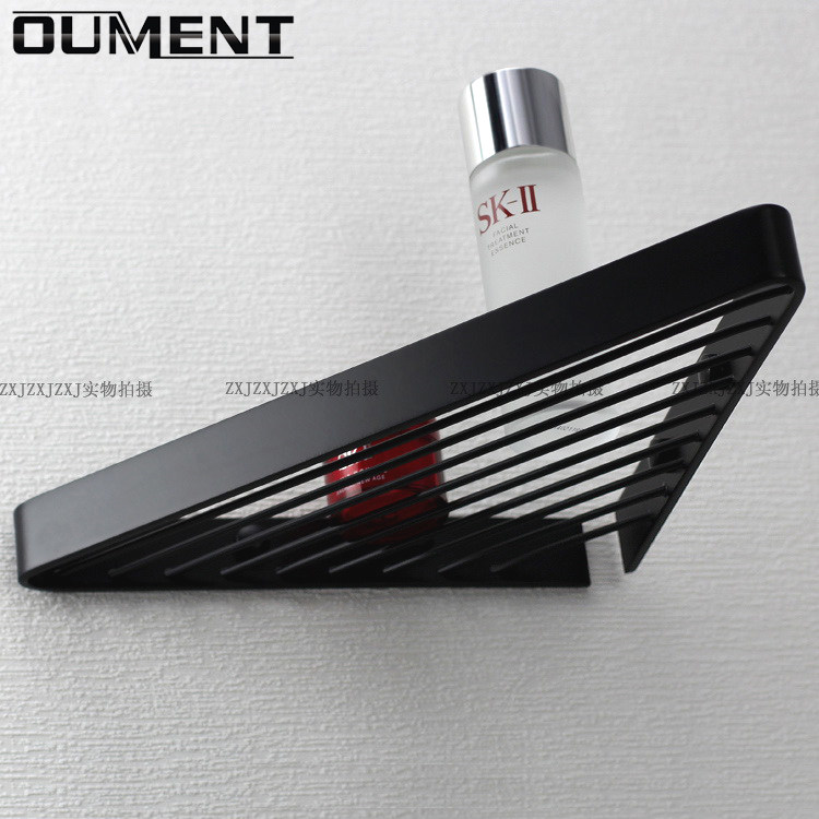 Shower room triangle shelf Bathroom wall-mounted shower gel drain corner rack All copper black bathroom triangle basket
