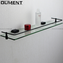 Black toilet mirror front shelf wall-mounted bathroom washroom rack 304 stainless steel glass rack