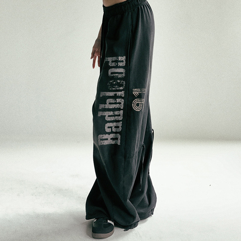 Корейские женские широкие брюки badblood в американском ретро стиле, свободные спортивные штаны с эффектом стирки