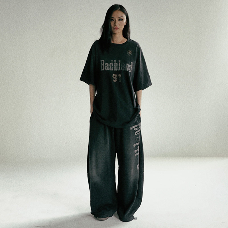 Корейские женские широкие брюки badblood в американском ретро стиле, свободные спортивные штаны с эффектом стирки