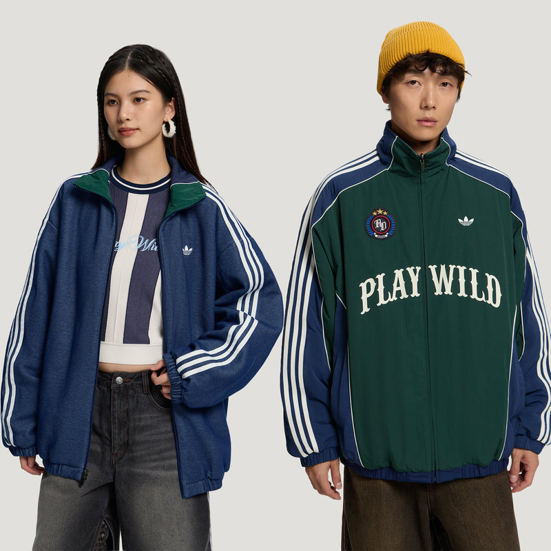 Adidas Adidas Trefoil Men's and Women's Reversible Retro Warm Cotton Jacket Loose Fit Kx4901 Adidas Adidas Trefoil Men's and Women's Reversible Retro Warm Cotton Jacket Loose Fit Kx4901