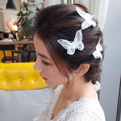 New lace bow hair clip, elegant edge clip, bride's party bangs clip, elegant and versatile hair accessory