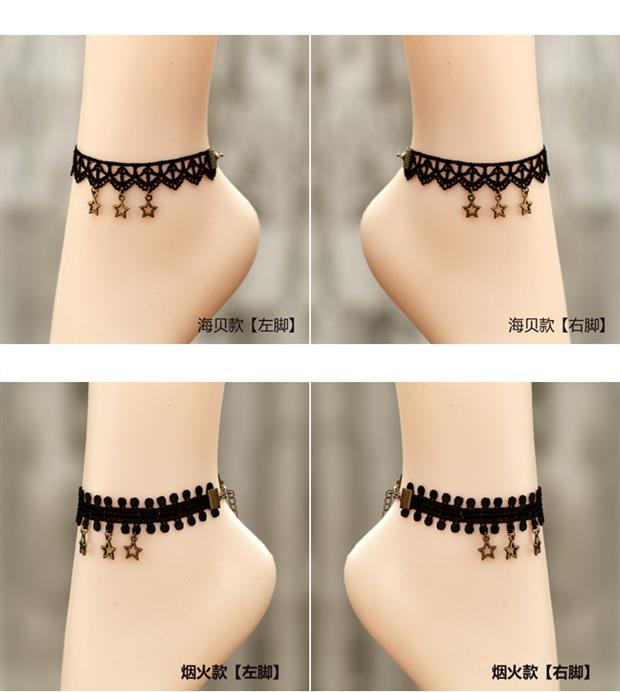 Vòng chân ren mới Thời trang Hàn Quốc Bow Giày dép Châu Âu và Mỹ Star Retro Phụ kiện trang sức nữ lắc chân nữ inox