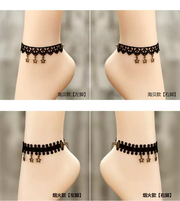 Vòng chân ren mới Thời trang Hàn Quốc Bow Giày dép Châu Âu và Mỹ Star Retro Phụ kiện trang sức nữ vòng chân nữ bạc