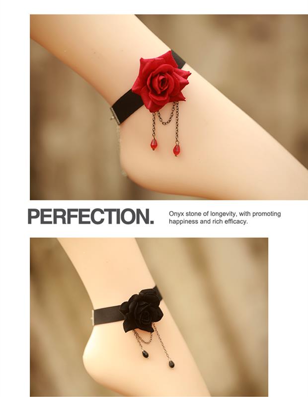 Amymi trang sức thanh lịch hoa hồng pha lê mắt cá chân phụ kiện đẹp thanh lịch trang sức retro châu Âu và Mỹ - Vòng chân lắc chân nữ vàng đẹp