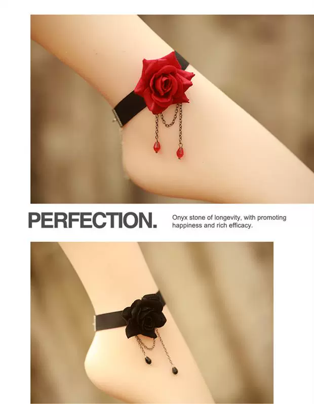 Amymi trang sức thanh lịch hoa hồng pha lê mắt cá chân phụ kiện đẹp thanh lịch trang sức retro châu Âu và Mỹ - Vòng chân vòng đeo chân nữ