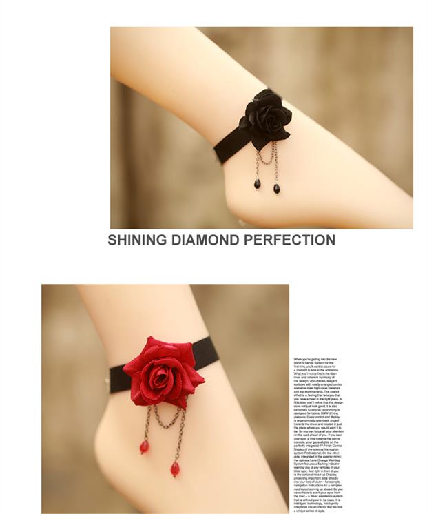 Amymi trang sức thanh lịch hoa hồng pha lê mắt cá chân phụ kiện đẹp thanh lịch trang sức retro châu Âu và Mỹ - Vòng chân lắc chân nữ vàng đẹp