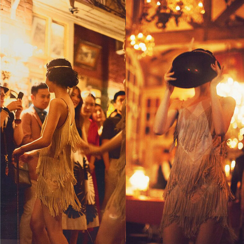 Shimmyshimmy 1920S Retro Gatsby Champagne Tassel Dress Suspender Dress Party Dress Shimmyshimmy 1920S Retro Gatsby Champagne Tassel Dress Suspender Dress Party Dress