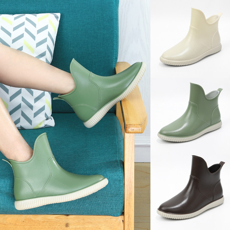 New Net Red Korea Summer Water Shoes Fashion Outwear Short Cylinder Martin Boots Girls Rain Boots Non-slip Kitchen Short Boots 