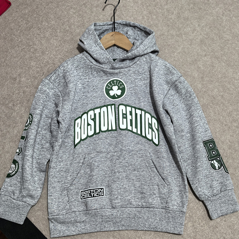 Foreign Trade Spring and Autumn Clothing, Fleece-Lined Hooded Sweatshirt, American Basketball Loose Pullover, Celtics Boys' Big Kids