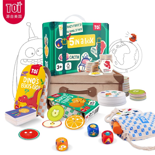 U.S. TOI 5-in-1 Travel Set Table Game Baby Card Single Co-op Portable 3 years old plus