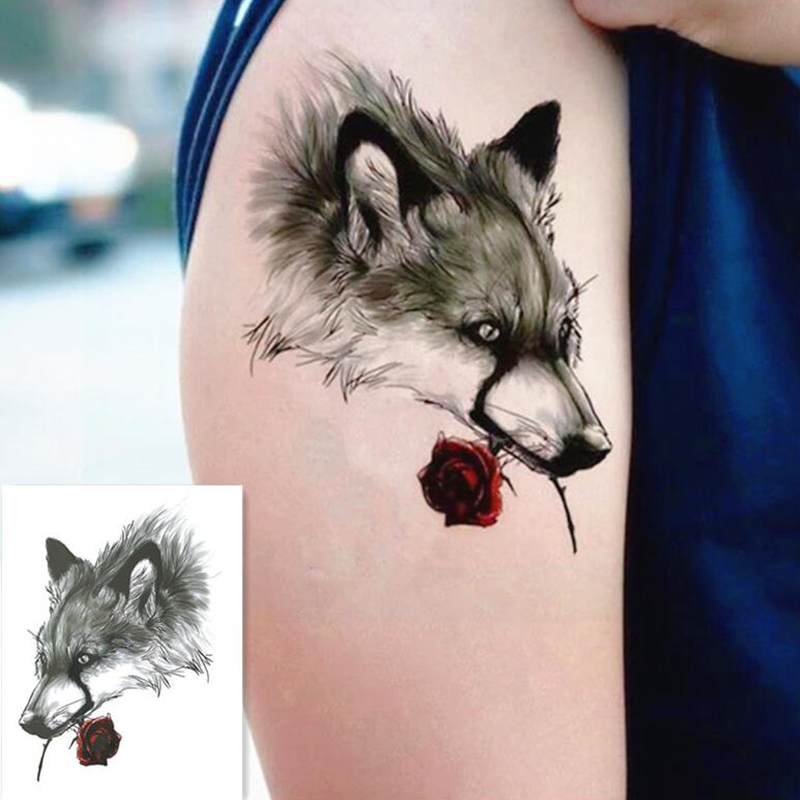 Internet Celebrity Fashion Stylish Leg Half Arm Arm Domineering Wolf Grace Rose Tattoo Sticker Waterproof and Long-Lasting for Men and Women Internet Celebrity Fashion Stylish Leg Half Arm Arm Domineering Wolf Grace Rose Tattoo Sticker Waterproof and Long-Lasting for Men and Women