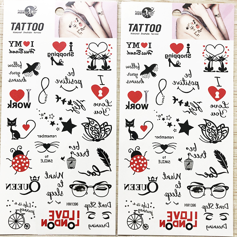 Body Stickers, Personalized Fake Tattoos, Small Patterns, Five-Pointed Stars, Roses, Red Hearts, Tattoo Stickers, Waterproof and Long-Lasting, for Men and Women