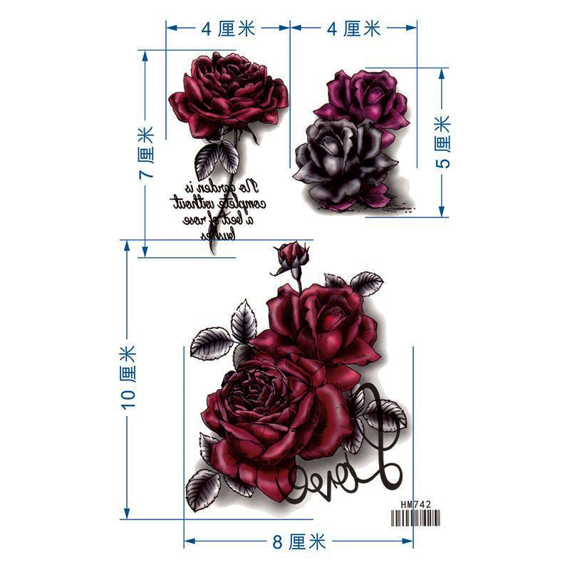 3D Body Print Cesarean Section Tattoo Stickers for Chest and Abdomen, Fake Tattoo Stickers, Rose Tattoo Stickers, Waterproof and Long-Lasting for Women