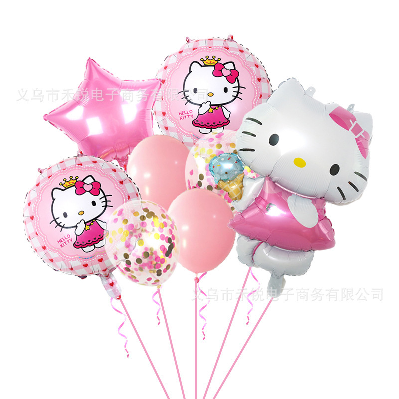 Hello Kitty Balloon Kt Cat Aluminum Film Cartoon Children's Birthday Party Decoration Supplies 18inch Pink