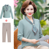 Middle aged mother Spring loaded long sleeve T-shirt foreign air beating undershirt foreign air new middle aged female-knitted sweatshirt blouse suit