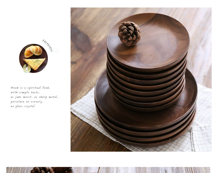 Kawashima Nhà Nhật Bản Đen Walnut Disc Đăng Tấm Tấm Trái Cây Sáng Tạo Tấm Tấm Gỗ Tráng Miệng Tấm Bộ Đồ Ăn GP-19 khay gỗ đẹp