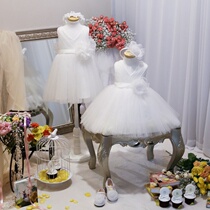 Flower Boy Gown Girl Child Wedding Dress Girl Princess Dress Fluffy Dress Flowers Child White Birthday Presenter for the summer