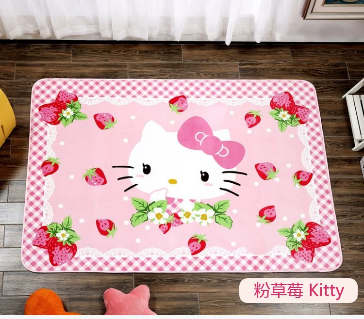 Kitty phim hoạt hình thảm phòng khách trẻ em công chúa màu xanh lá cây phòng ngủ chăn đầu giường chăn bò thảm dày sàn máy giặt - Thảm