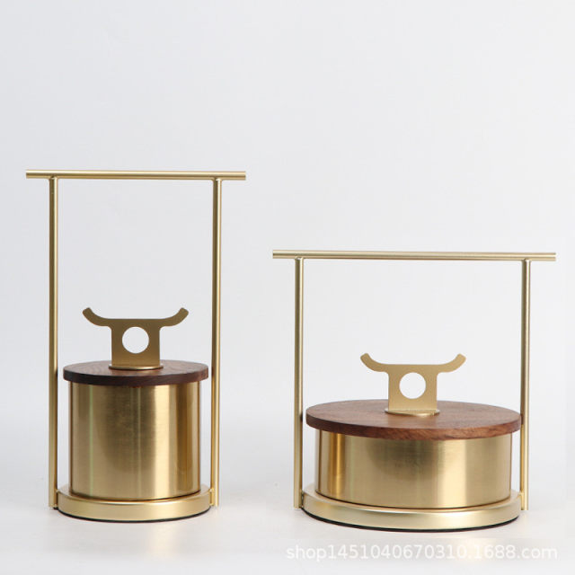 New Chinese-style metallic carrying box ornament model room study living room soft decoration Chinese style Huipai storage decorative box