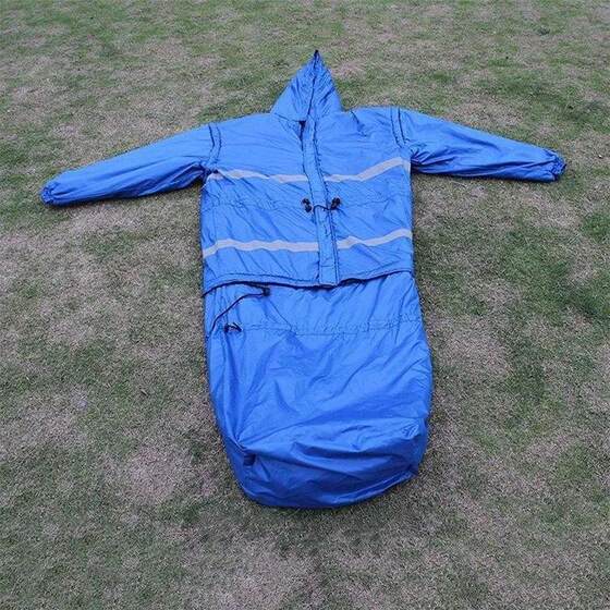 民政救灾人形睡袋大衣式加厚保暖棉睡囊野外登山露营带袖防潮睡袋