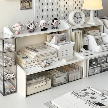 Desktop storage shelf desk storage box increase elevated bookshelf office workstation artifact ins wind table storage rack