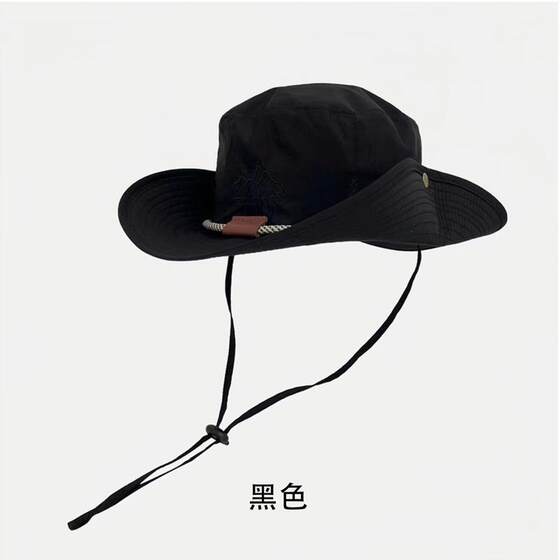 夏季户外露营速干登山帽男女日系抽绳钓鱼防晒渔夫帽西部牛仔帽子