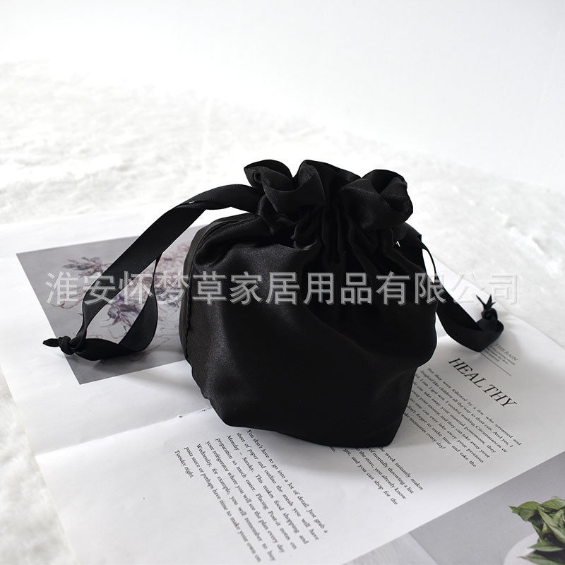 Полиэстер Сумка 仿真丝眼罩双层布袋缎面束口袋双拉抽绳丝绸袋化妆品收纳包现货