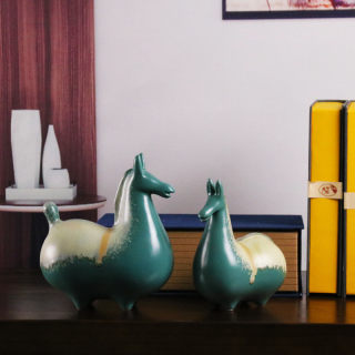 Hot-selling new chinese style ceramic horse living room pony ornaments home accessories study shelf handicrafts entrance wine cabinet