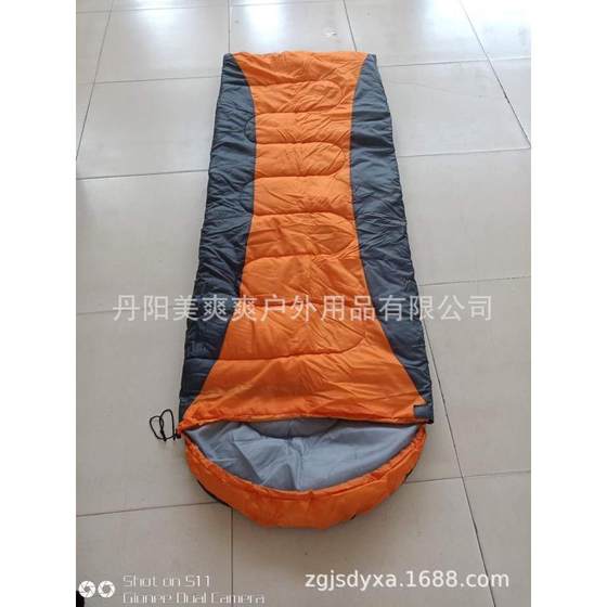 春秋信封方帽睡袋两边月牙拼色互拼型户外野营睡袋牛津布压缩包